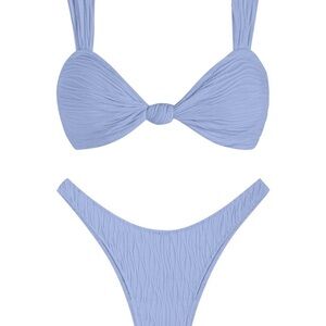 Zaful Light Blue Textured Bikini